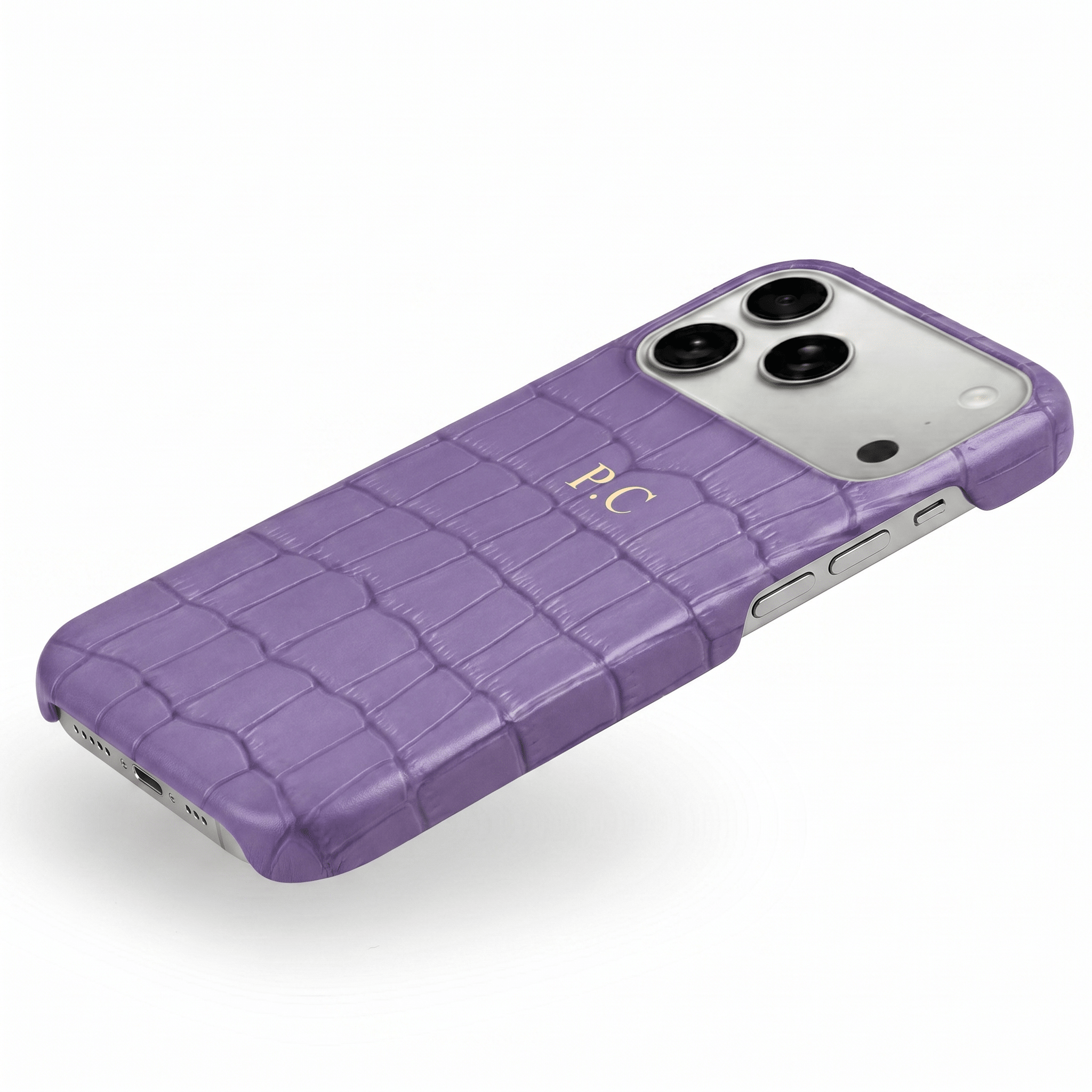 Purple Crocodile Texture Personalized Leather iPhone Case - Poly Bands