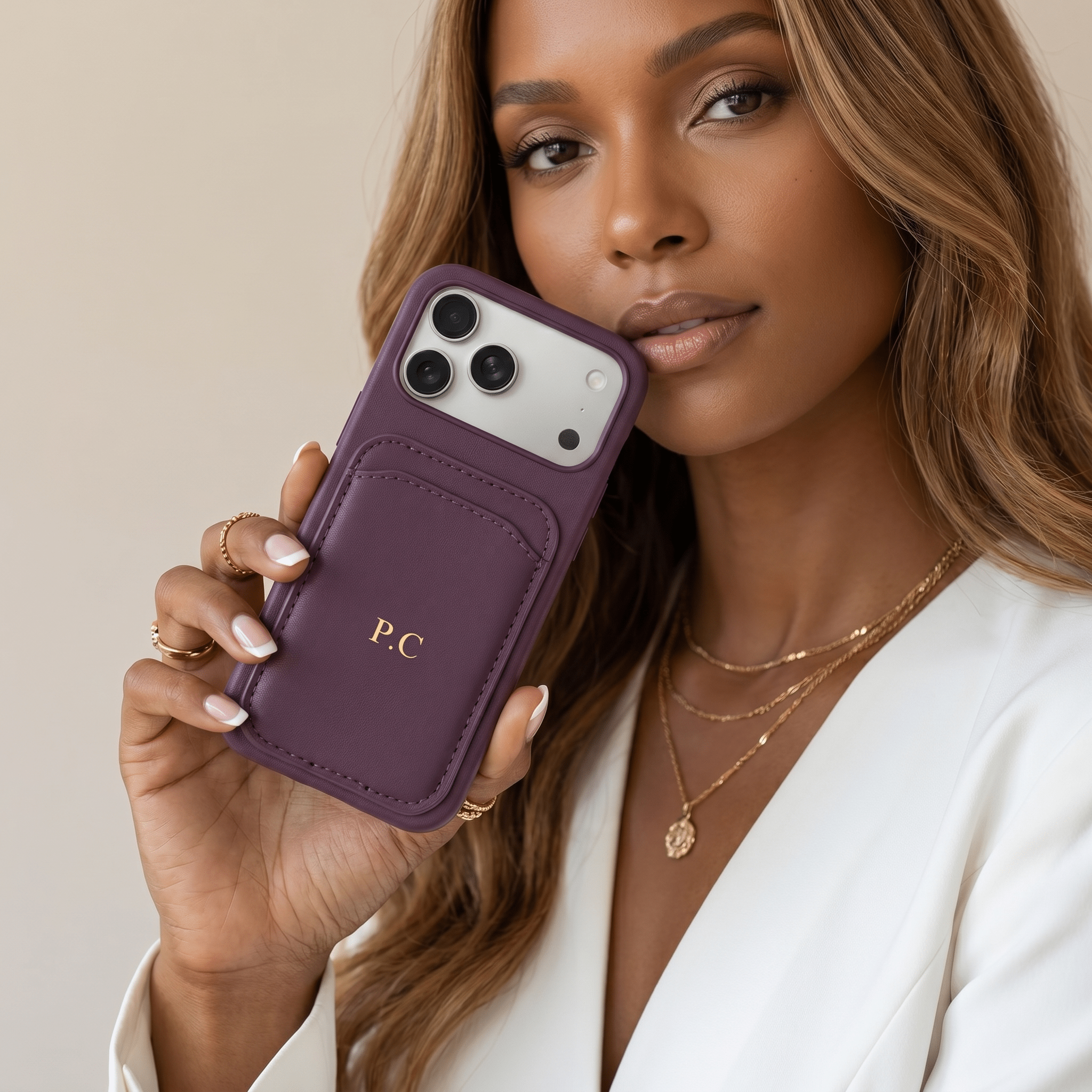 Purple iPhone Case with Card Holder - Poly Bands