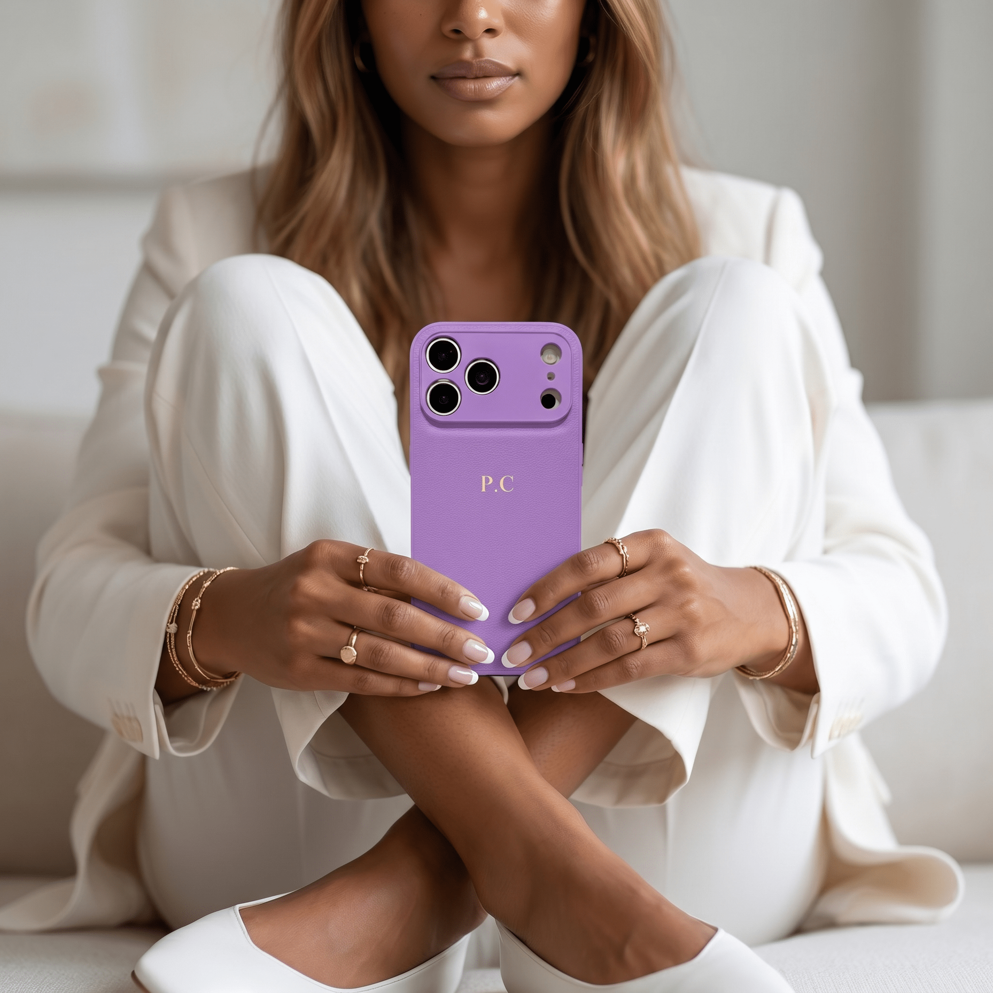Purple Leather iPhone Case - Poly Bands