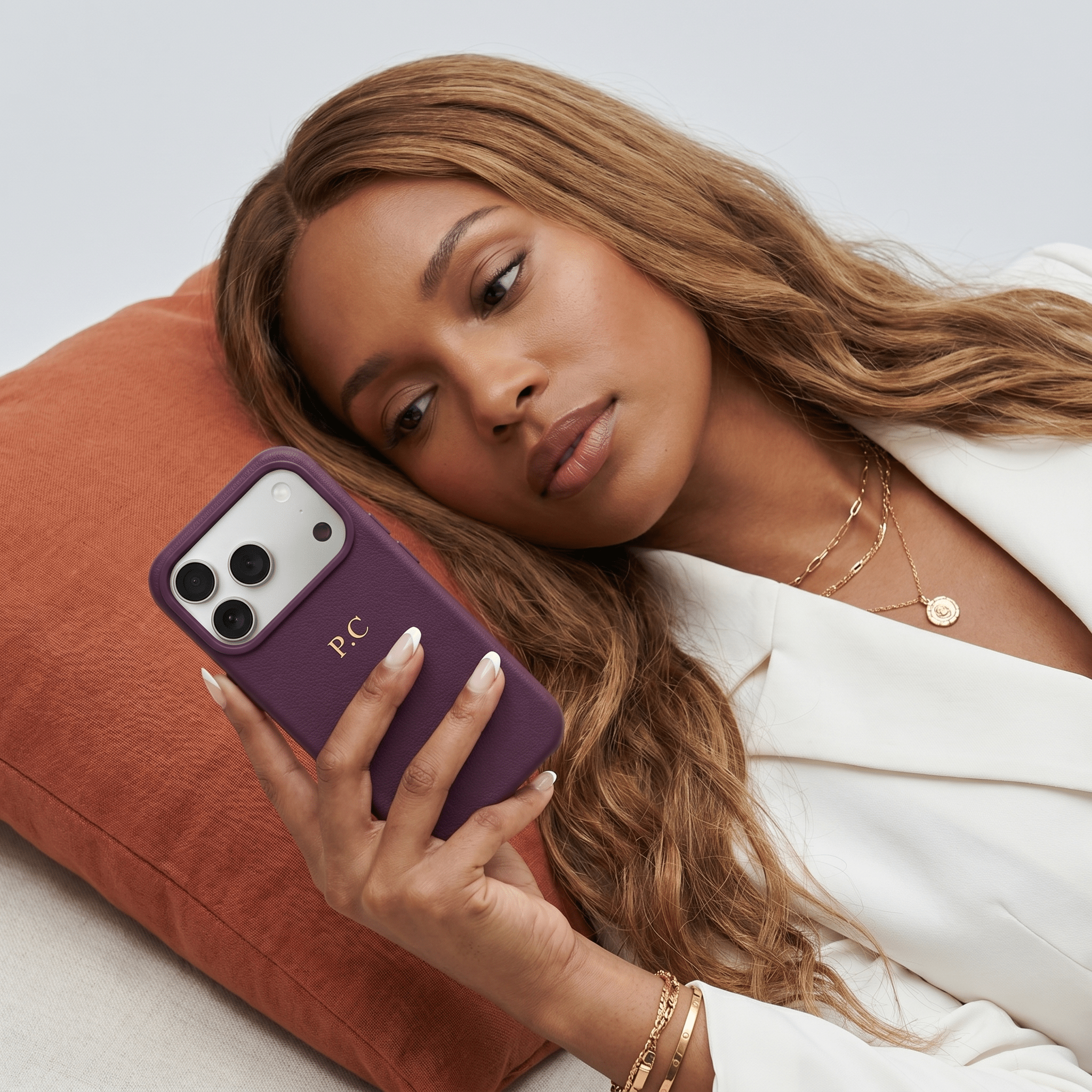 Purple Magnetic Leather iPhone Case - Poly Bands