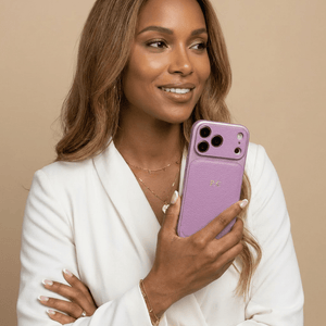 Purple Personalized iPhone Case With Leather - Poly Bands
