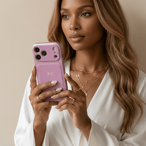 Purple Personalized iPhone Case With Leather - Poly Bands