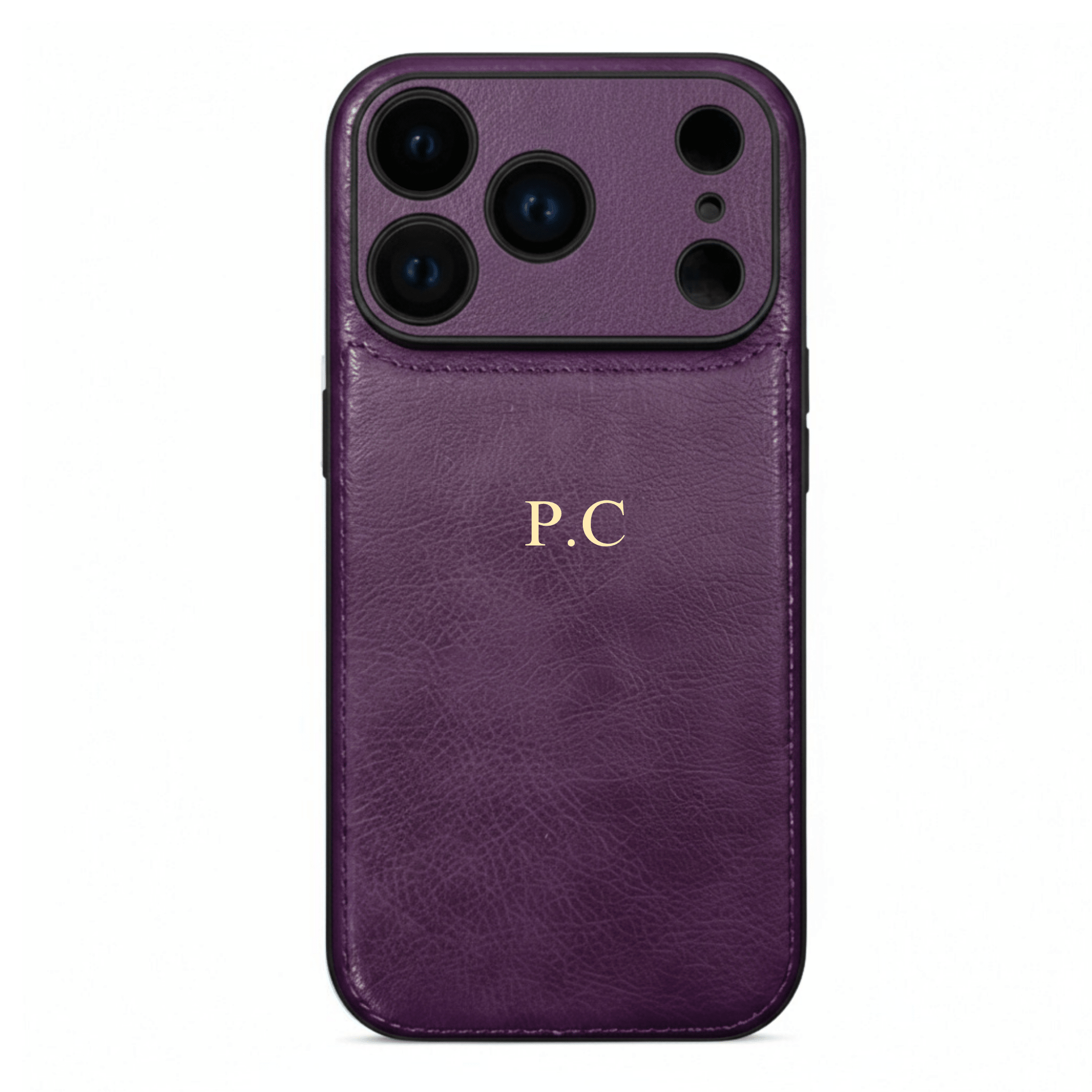 Purple Personalized Monogram Leather iPhone Case - Poly Bands
