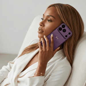 Purple Personalized Monogram Leather iPhone Case - Poly Bands