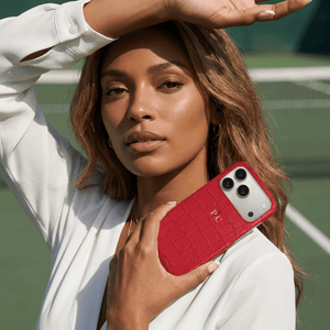 Red Crocodile Texture Personalized Leather iPhone Case - Poly Bands