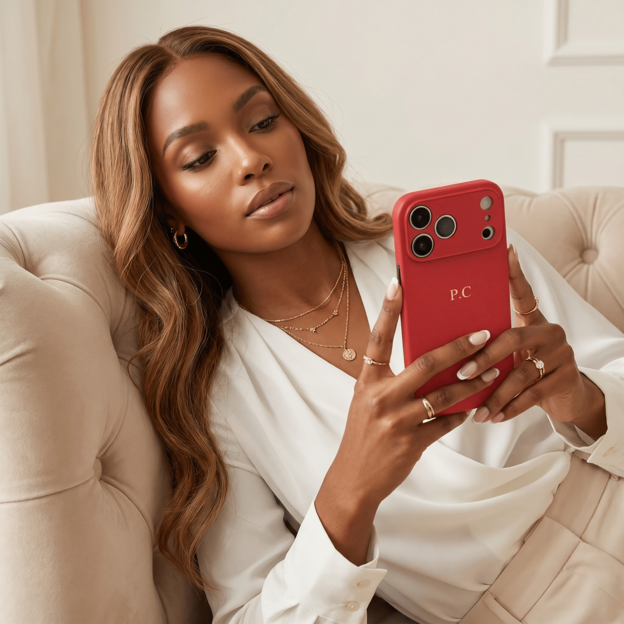 Red Leather iPhone Case - Poly Bands