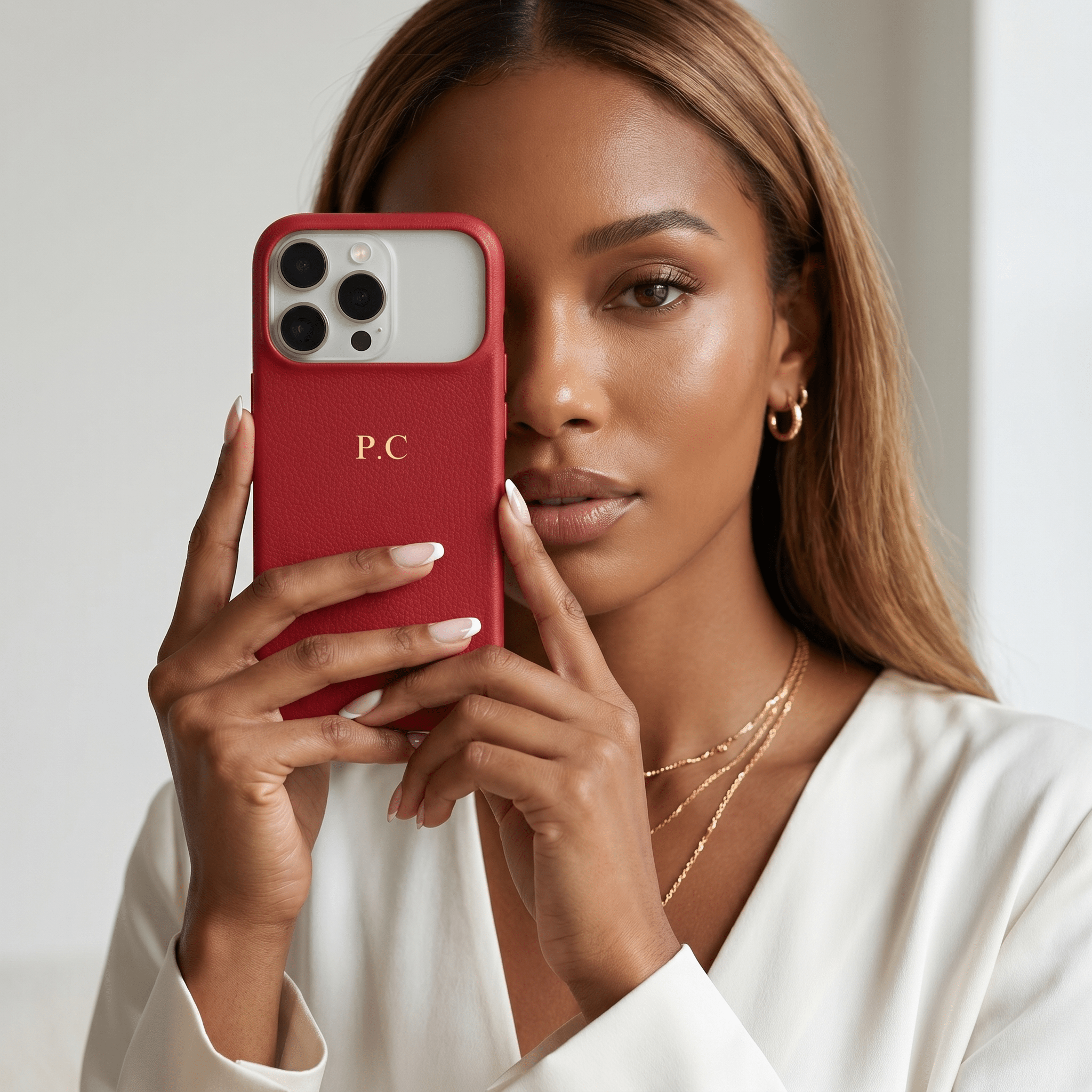 Red Leather iPhone Case - Poly Bands