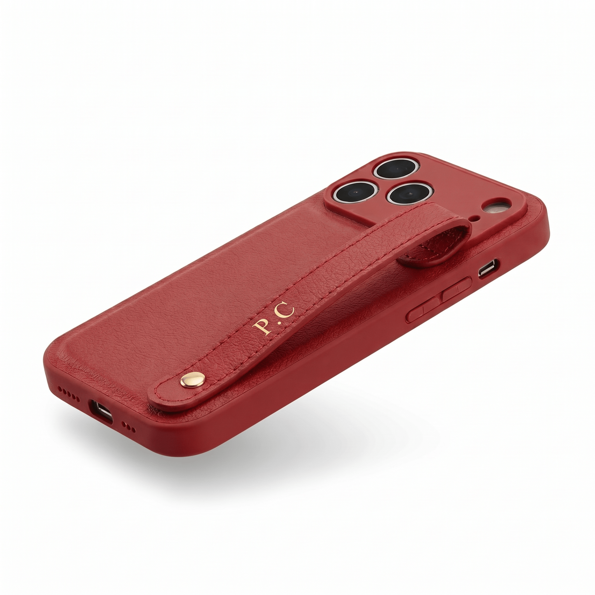 Red Leather iPhone Case with Strap - Poly Bands