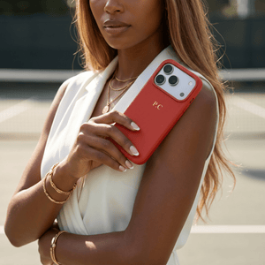 Red Magnetic Leather iPhone Case - Poly Bands