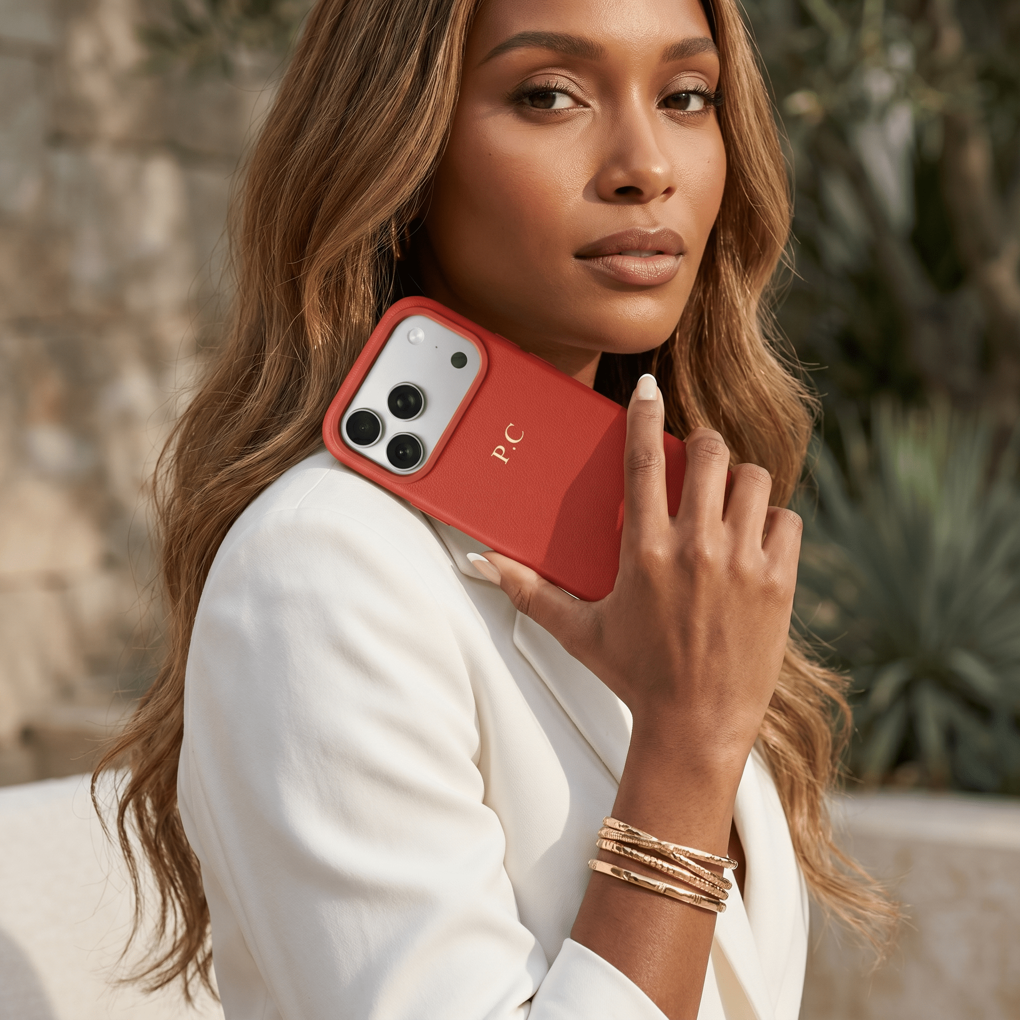 Red Magnetic Leather iPhone Case - Poly Bands