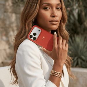 Red Magnetic Leather iPhone Case - Poly Bands