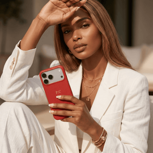 Red Pebble Leather iPhone Case - Poly Bands