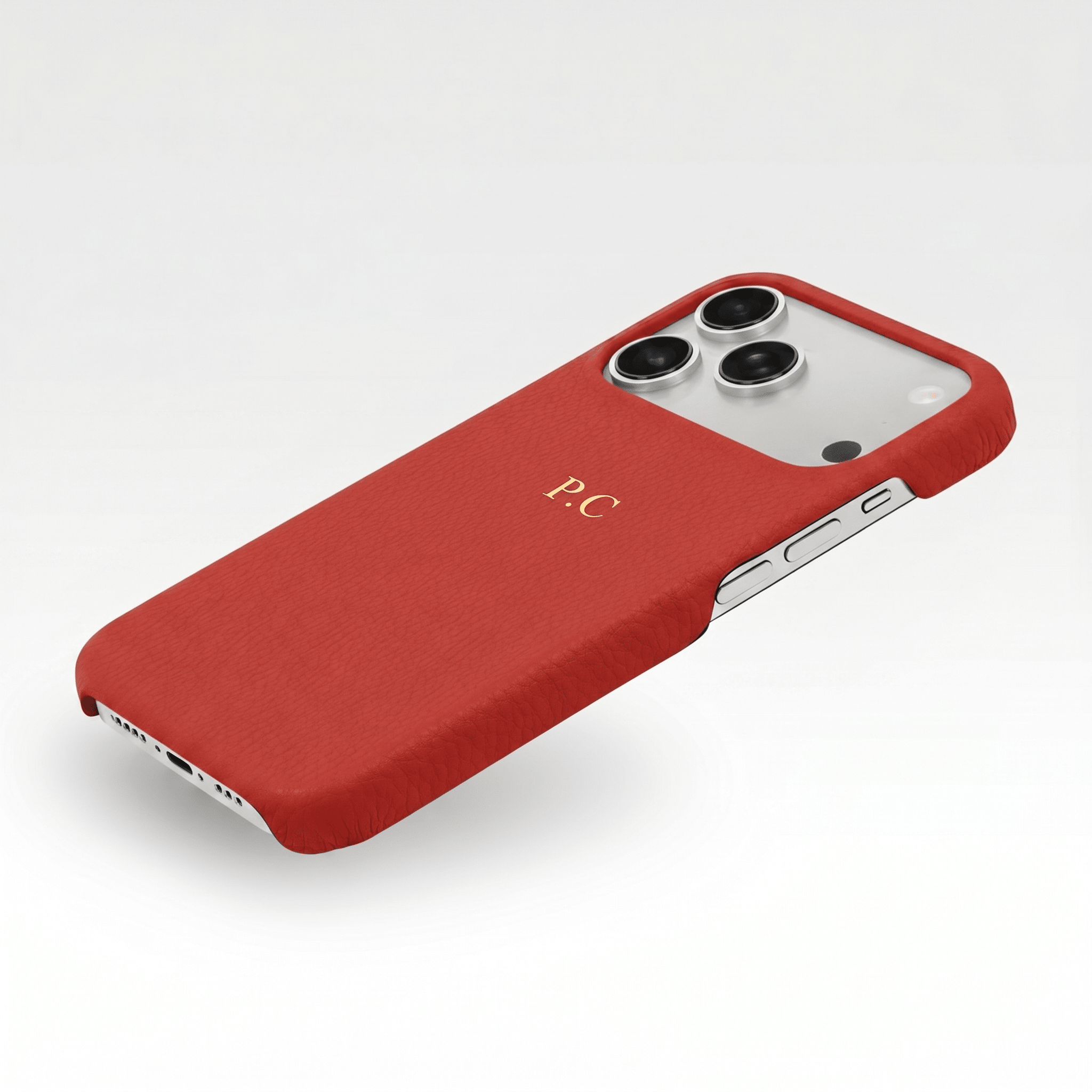 Red Pebble Leather iPhone Case - Poly Bands