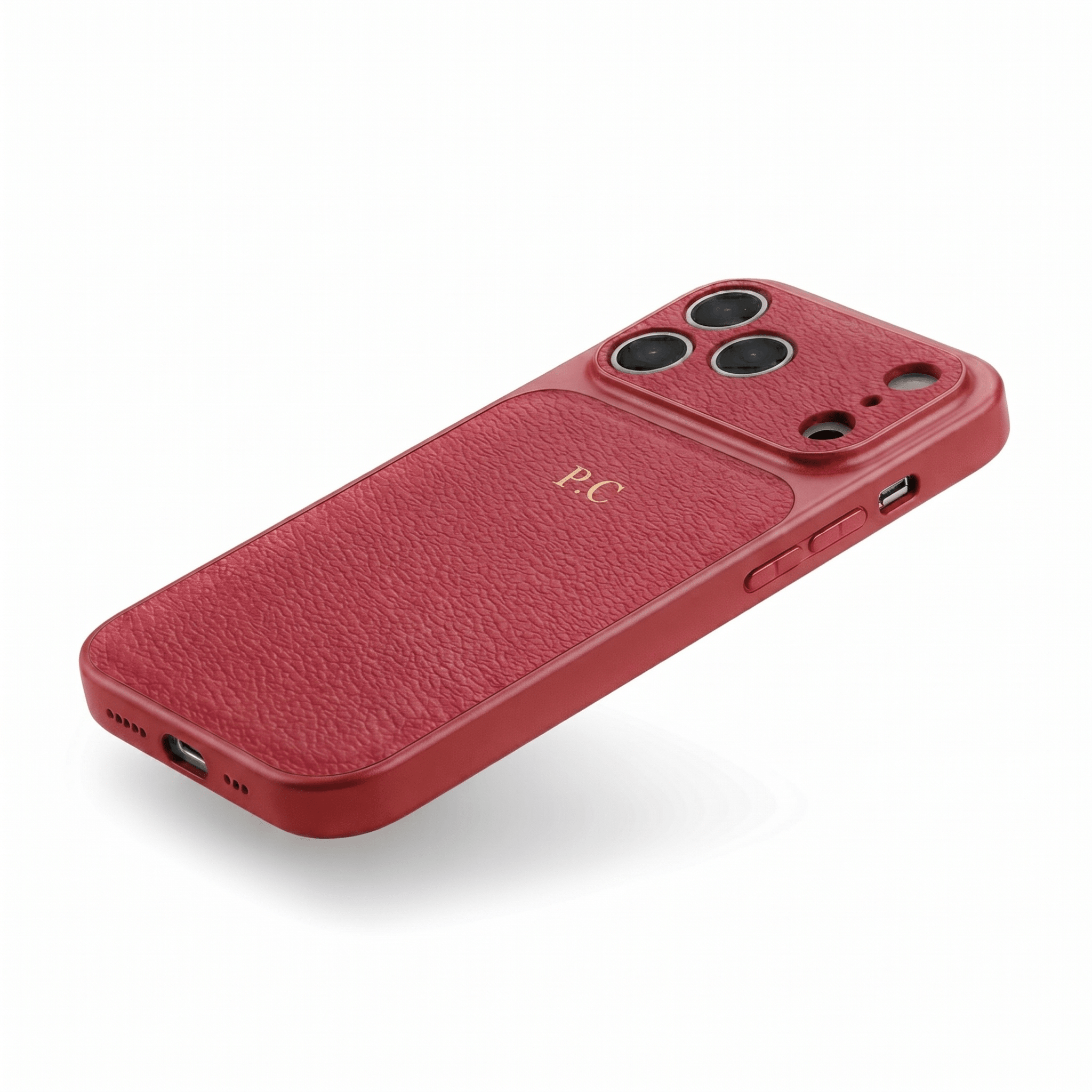 Red Personalized iPhone Case With Leather - Poly Bands