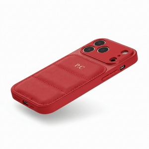 Red Personalized iPhone Leather Case - Poly Bands