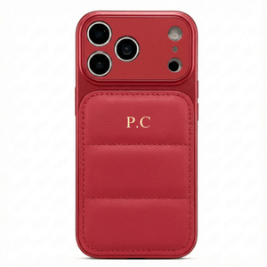 Red Personalized iPhone Leather Case - Poly Bands