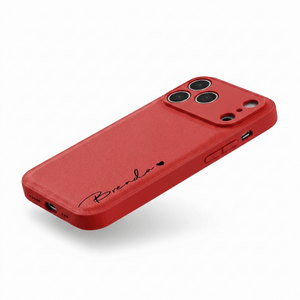 Red Personalized Leather iPhone Case - Poly Bands