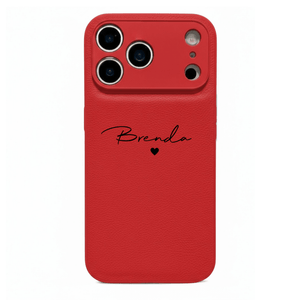 Red Personalized Leather iPhone Case - Poly Bands