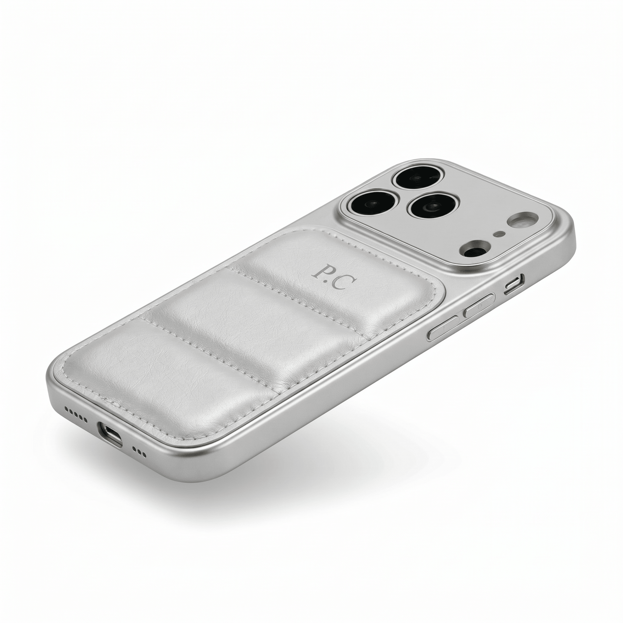 Silver Personalized iPhone Leather Case - Poly Bands