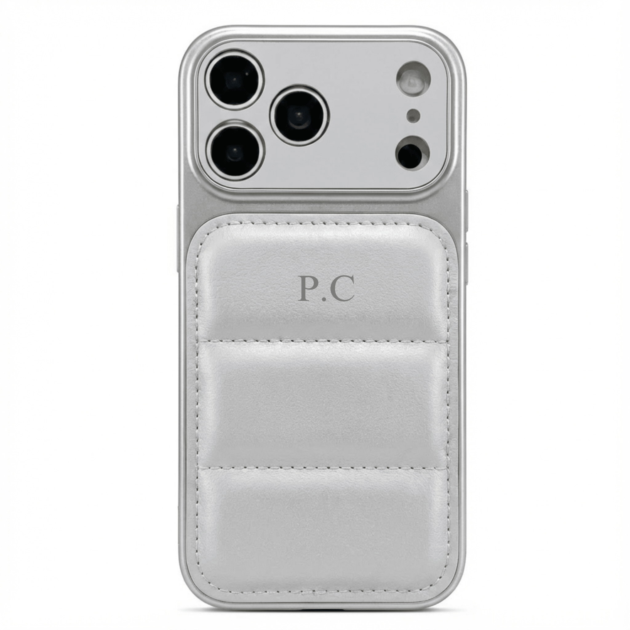 Silver Personalized iPhone Leather Case - Poly Bands