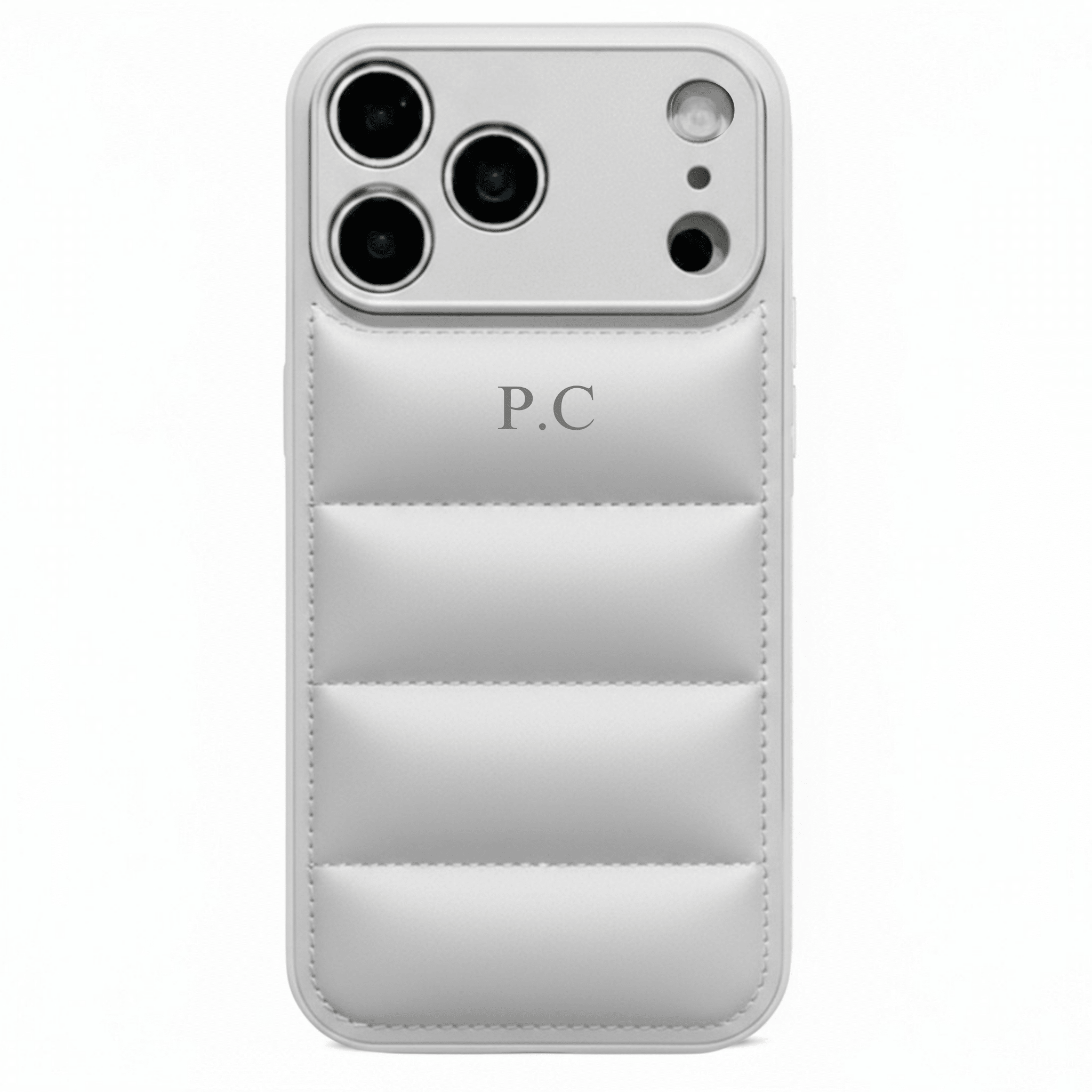 Silver Puffer Leather iPhone Case - Poly Bands