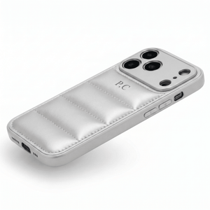 Silver Puffer Leather iPhone Case - Poly Bands