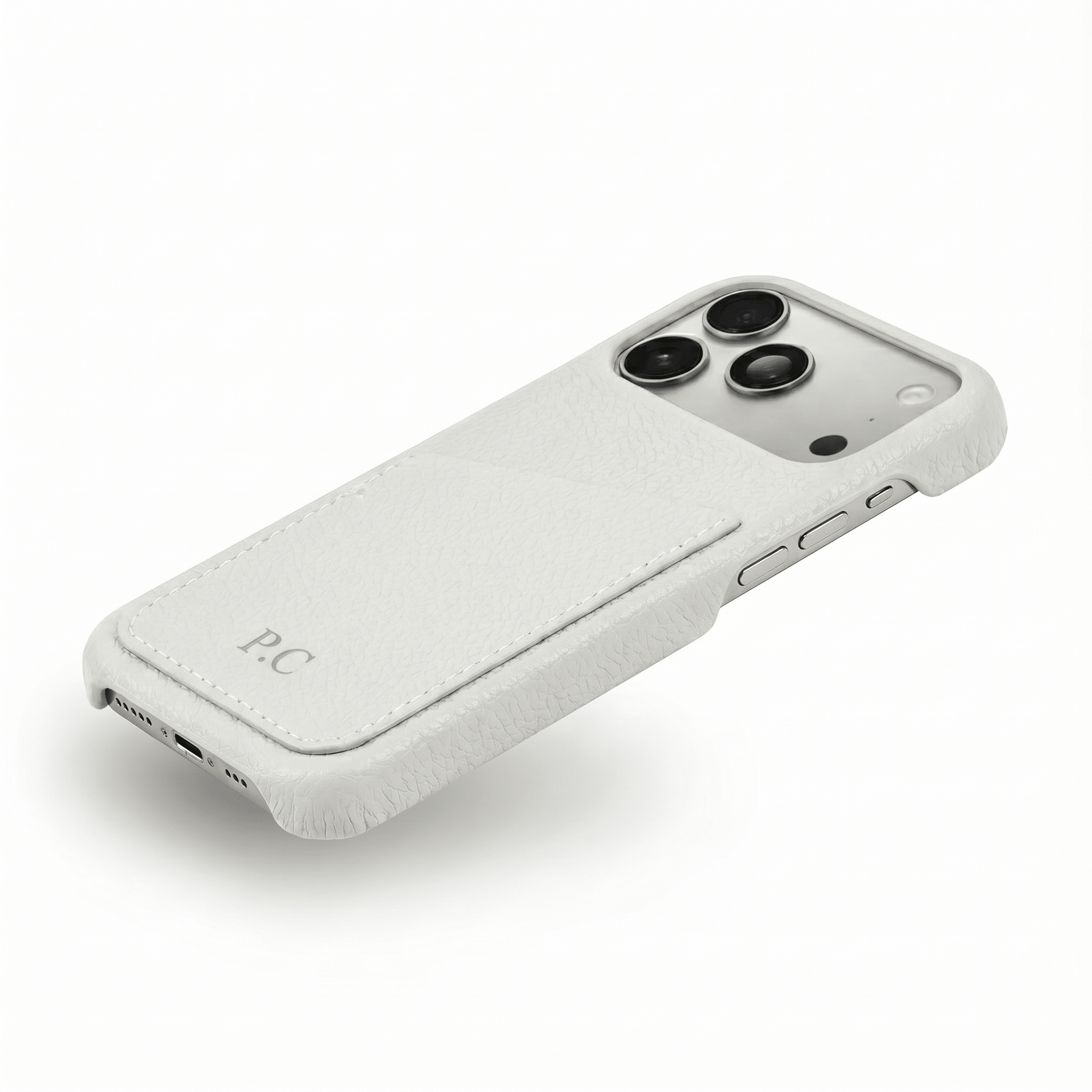 White Card Holder Leather iPhone Case - Poly Bands