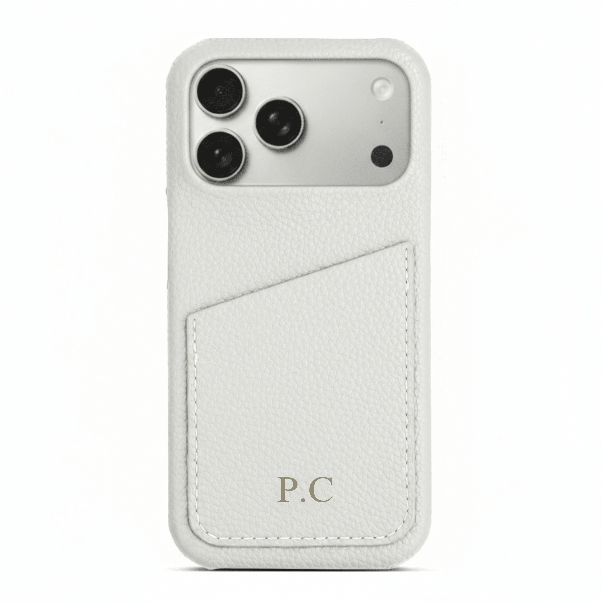 White Card Holder Leather iPhone Case - Poly Bands