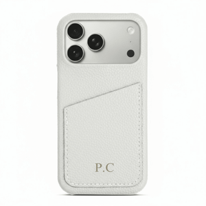White Card Holder Leather iPhone Case - Poly Bands