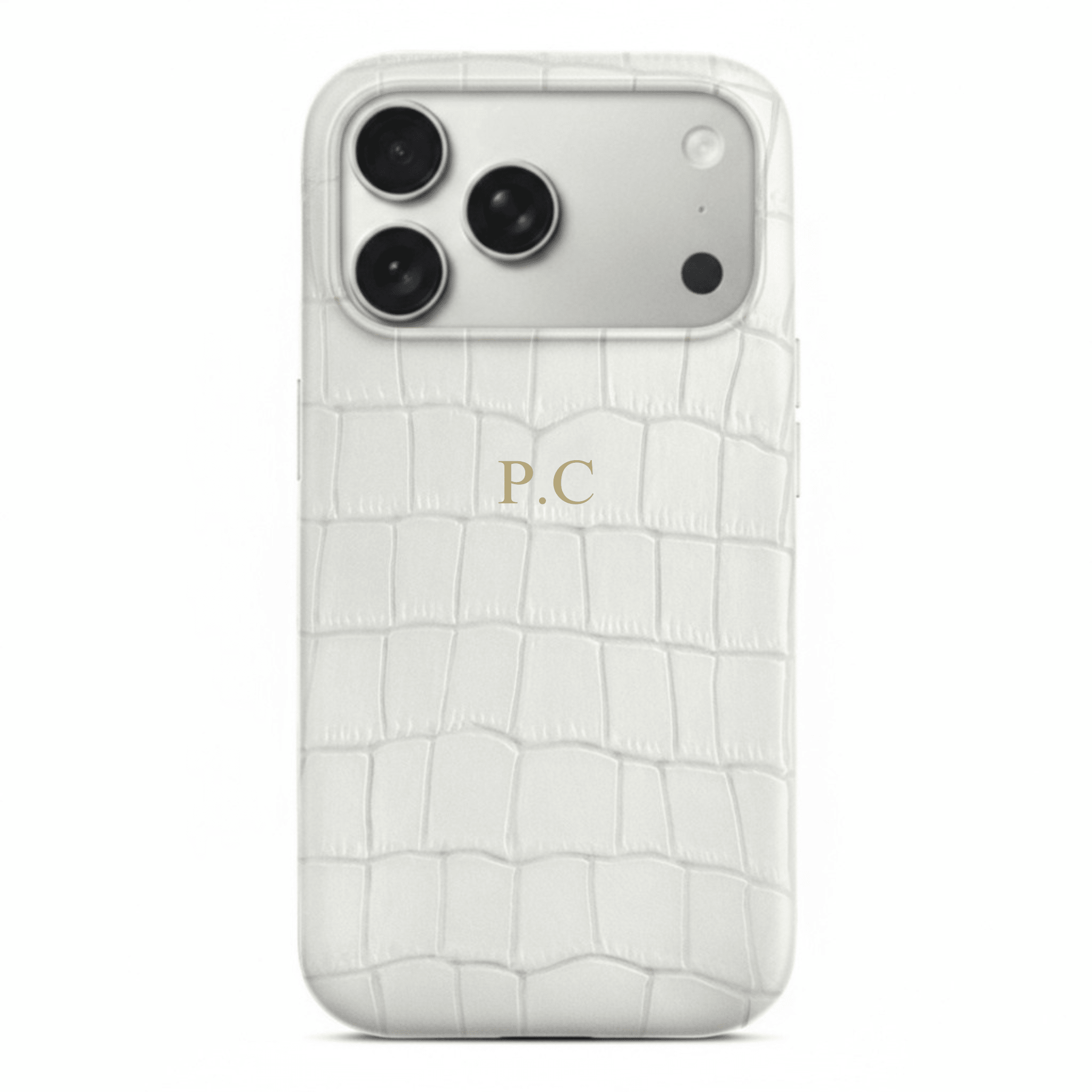 White Crocodile Texture Personalized Leather iPhone Case - Poly Bands