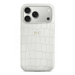 White Crocodile Texture Personalized Leather iPhone Case - Poly Bands