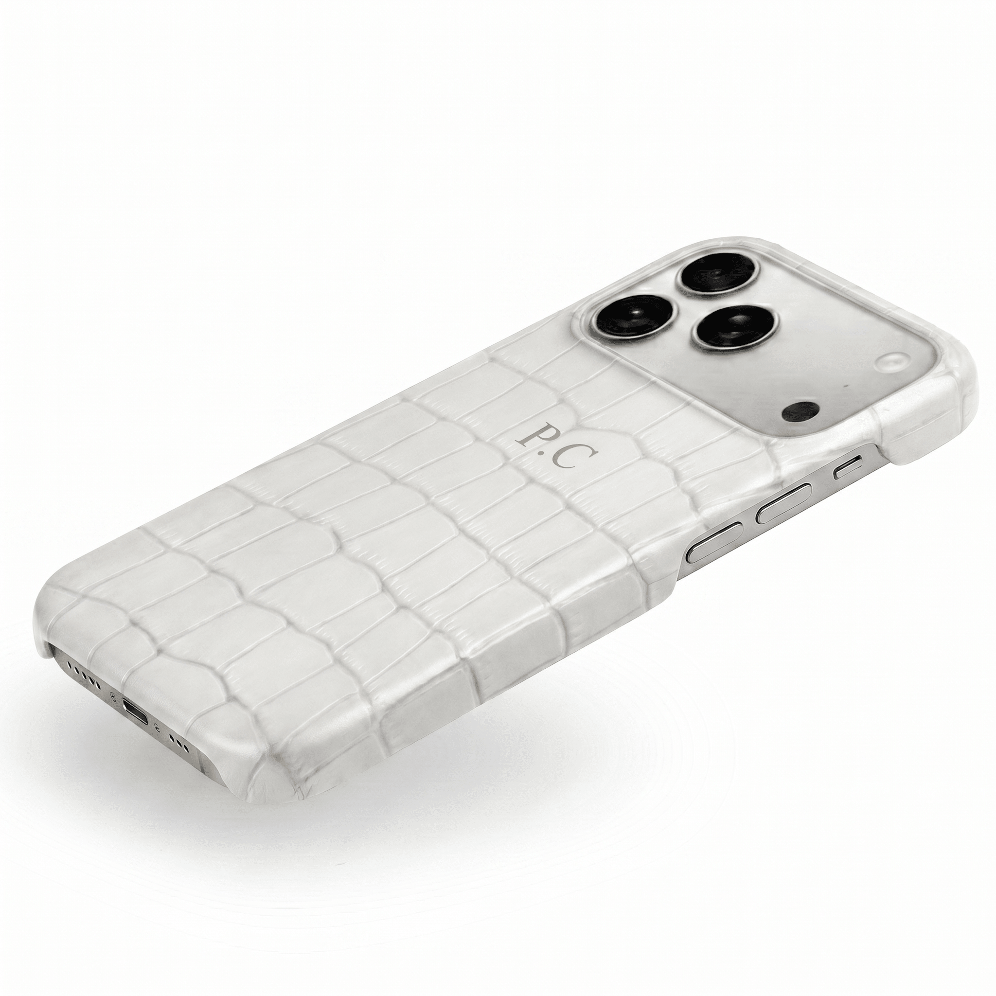 White Crocodile Texture Personalized Leather iPhone Case - Poly Bands