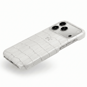 White Crocodile Texture Personalized Leather iPhone Case - Poly Bands