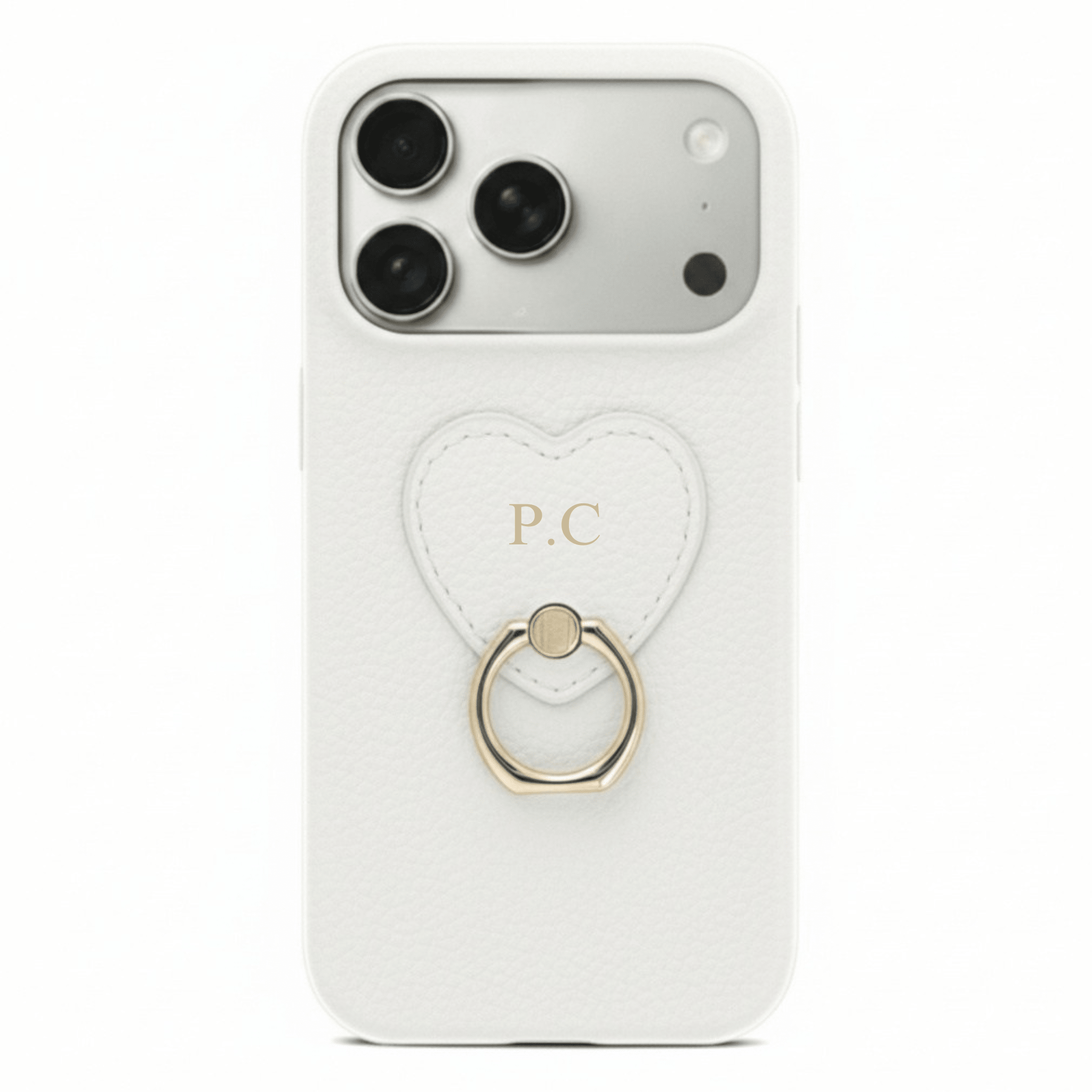 White Heart Ring Leather iPhone Case - Poly Bands
