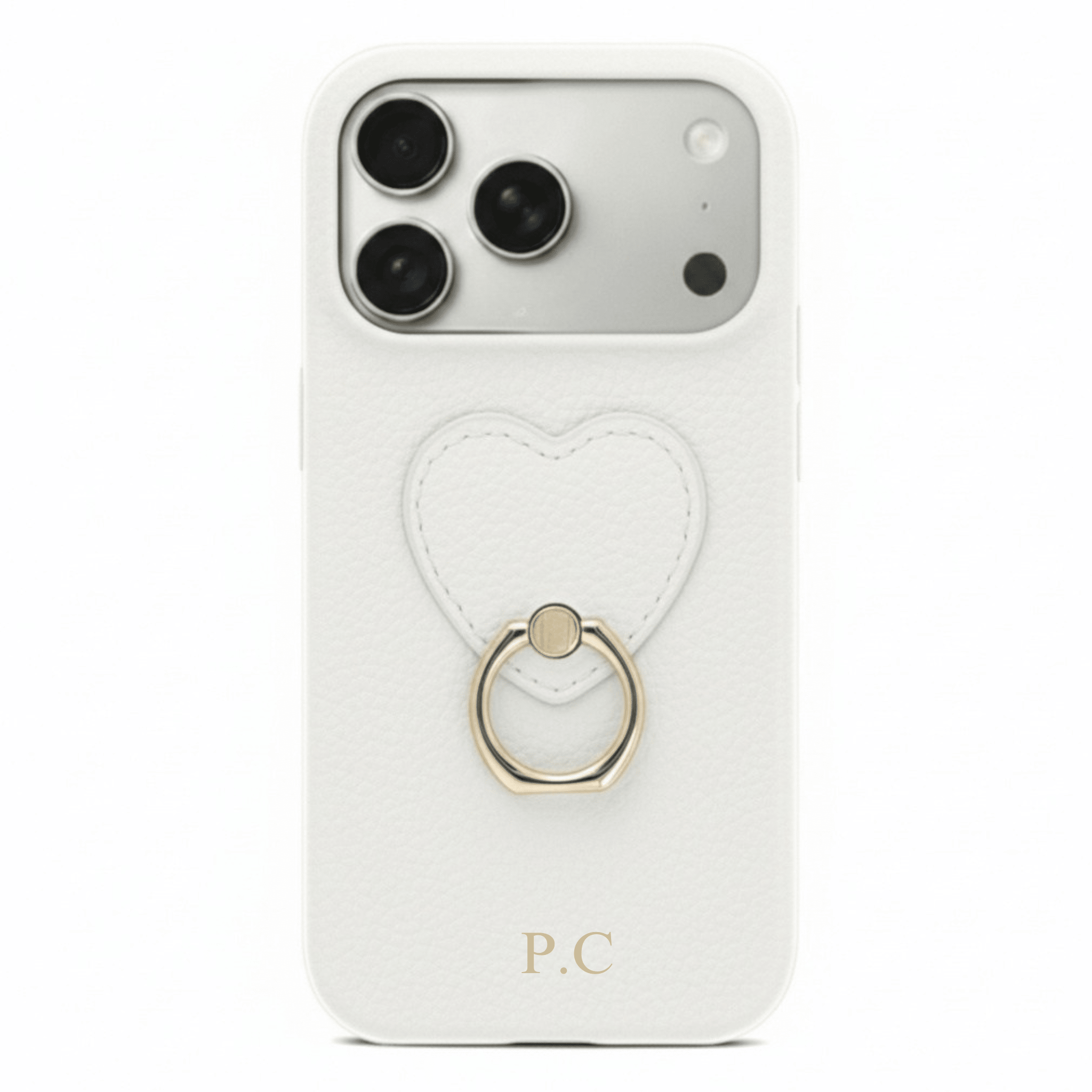 White Heart Ring Leather iPhone Case - Poly Bands