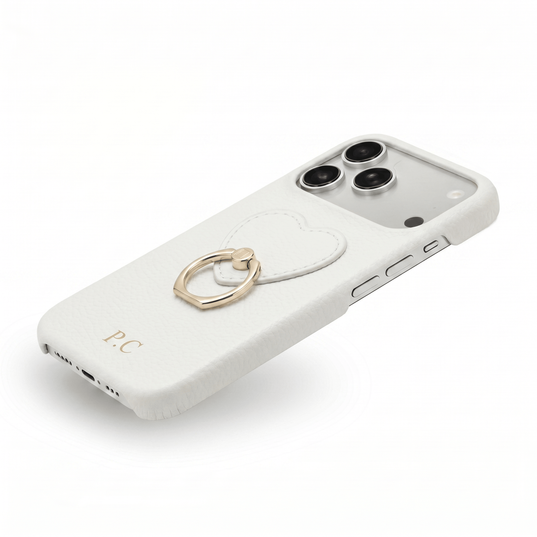 White Heart Ring Leather iPhone Case - Poly Bands