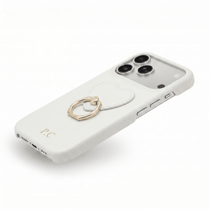 White Heart Ring Leather iPhone Case - Poly Bands