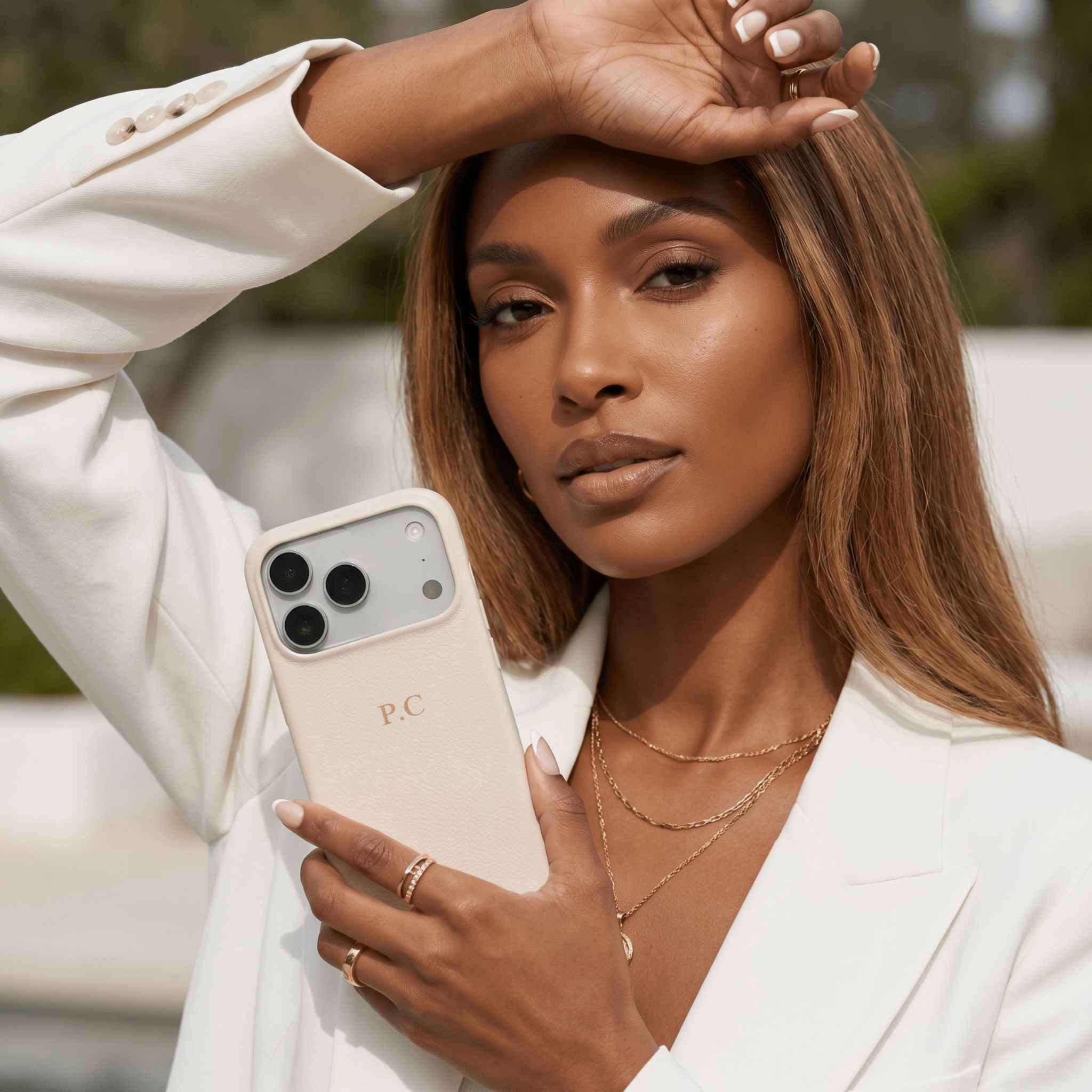 White Leather iPhone Case - Poly Bands