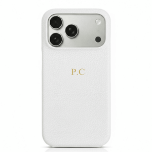 White Pebble Leather iPhone Case - Poly Bands