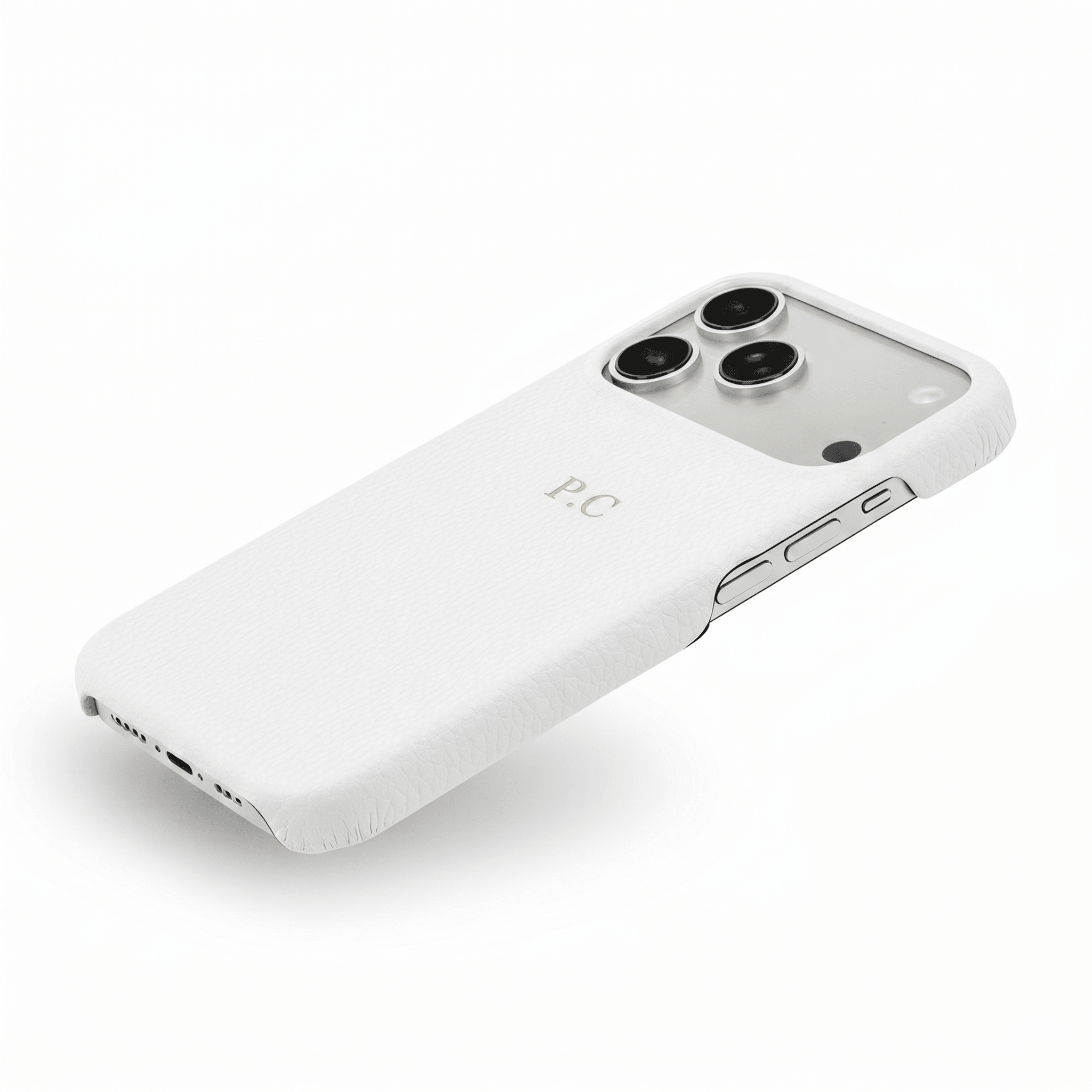 White Pebble Leather iPhone Case - Poly Bands