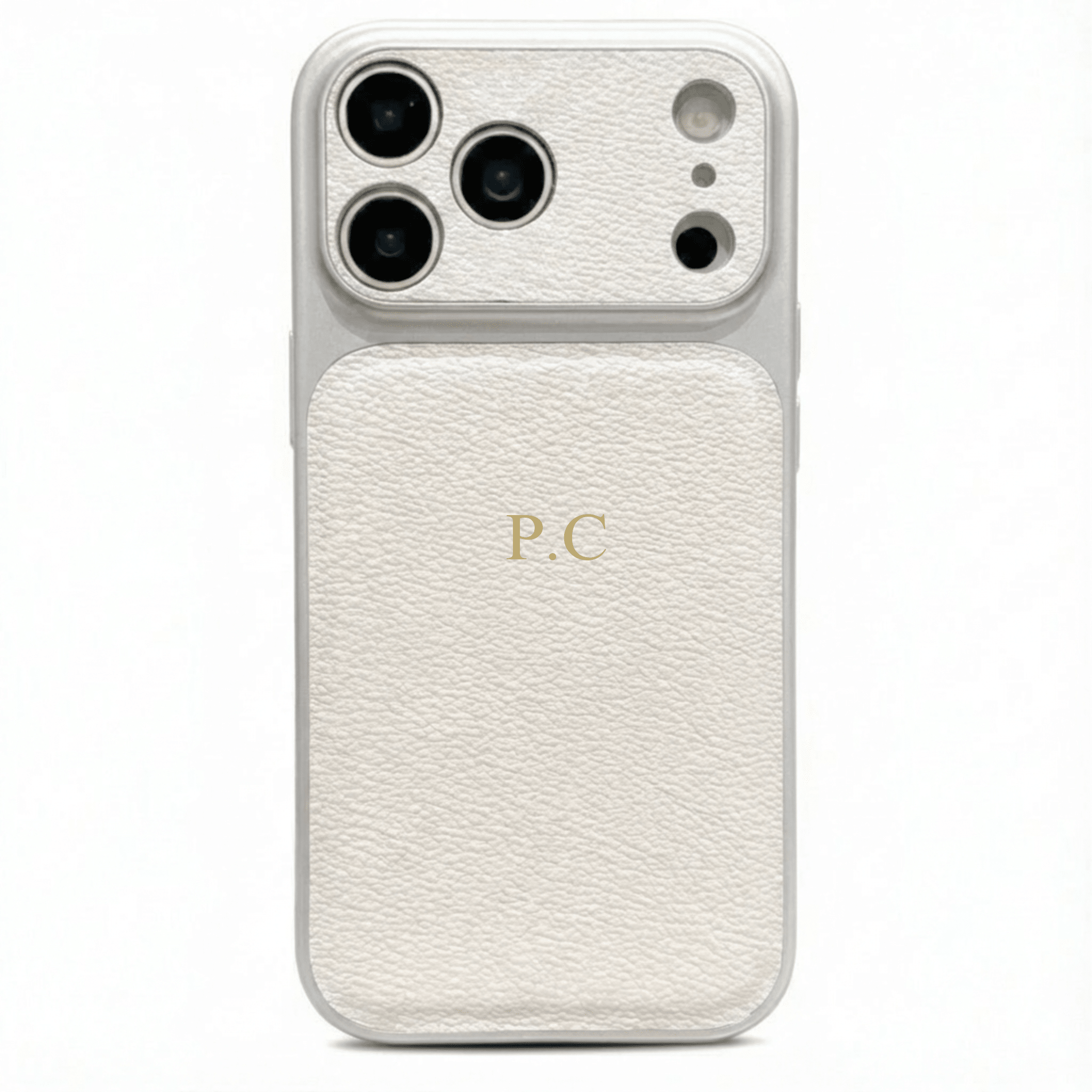 White Personalized iPhone Case With Leather - Poly Bands