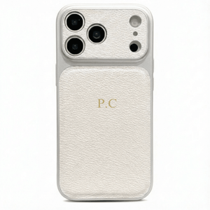 White Personalized iPhone Case With Leather - Poly Bands