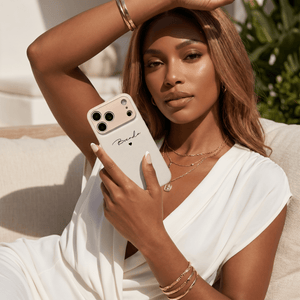 White Personalized Leather iPhone Case - Poly Bands
