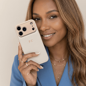 White Personalized Leather iPhone Case - Poly Bands