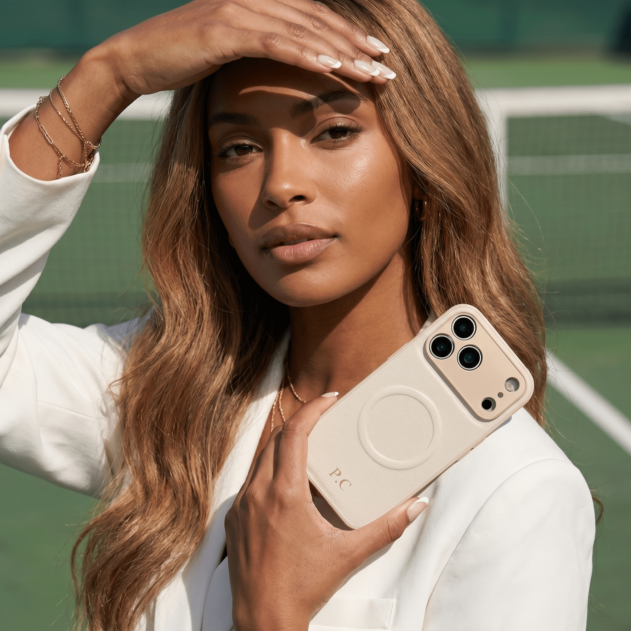 White Personalized Magnetic Leather iPhone Case - Poly Bands