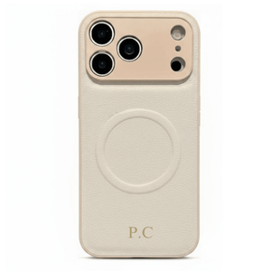 White Personalized Magnetic Leather iPhone Case - Poly Bands