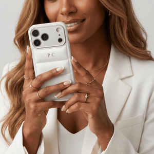 White Puffer Leather iPhone Case - Poly Bands