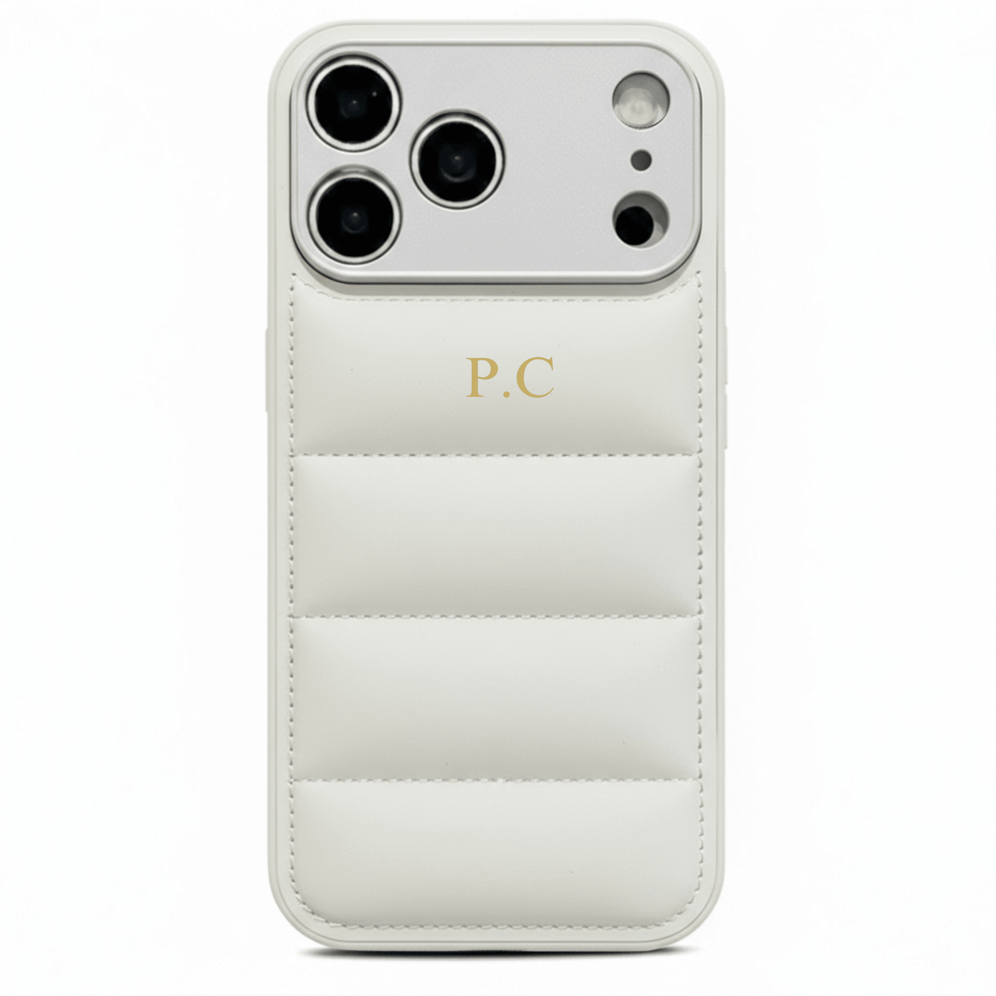 White Puffer Leather iPhone Case - Poly Bands