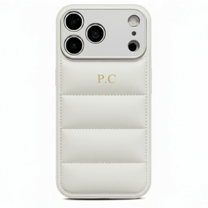 White Puffer Leather iPhone Case - Poly Bands