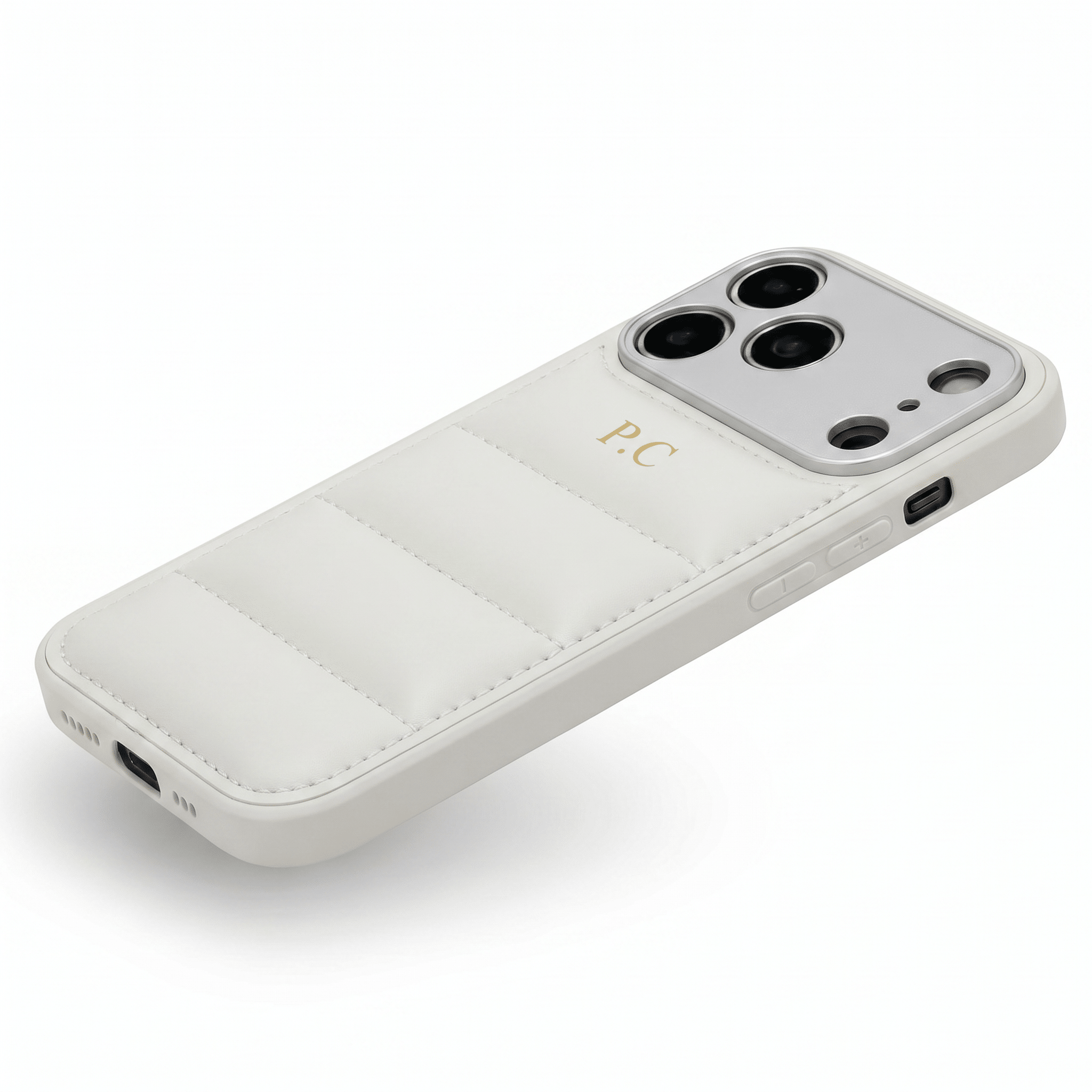 White Puffer Leather iPhone Case - Poly Bands